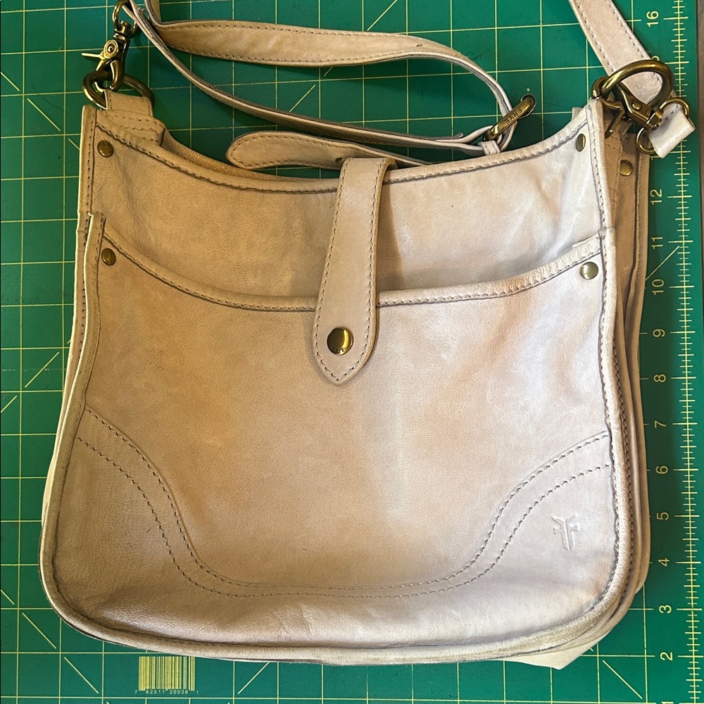 Frye Cream Leather Crossbody Bag